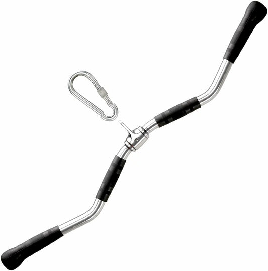 Yes4All Wide Grip LAT Pull Down Bar Attachments with Rubber Handles/Curl LAT Pulldown Attachment Gym Equipment, Press Down Bar/Cable Attachment Rubber Handgrips