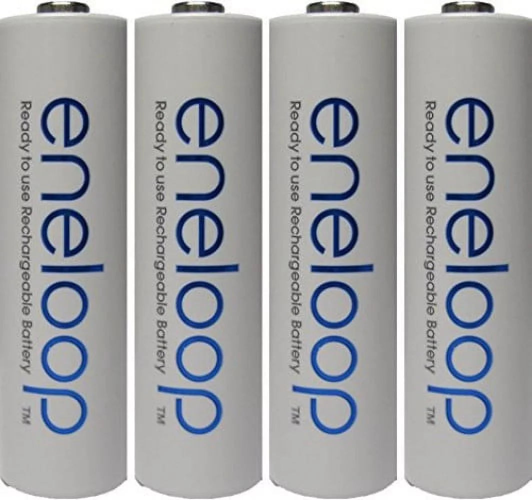 4 Pack Newest Version Panasonic Eneloop 4th Generation AA NiMH Pre-charged 2100 Times Rechargeable Batteries + Free Battery Holder