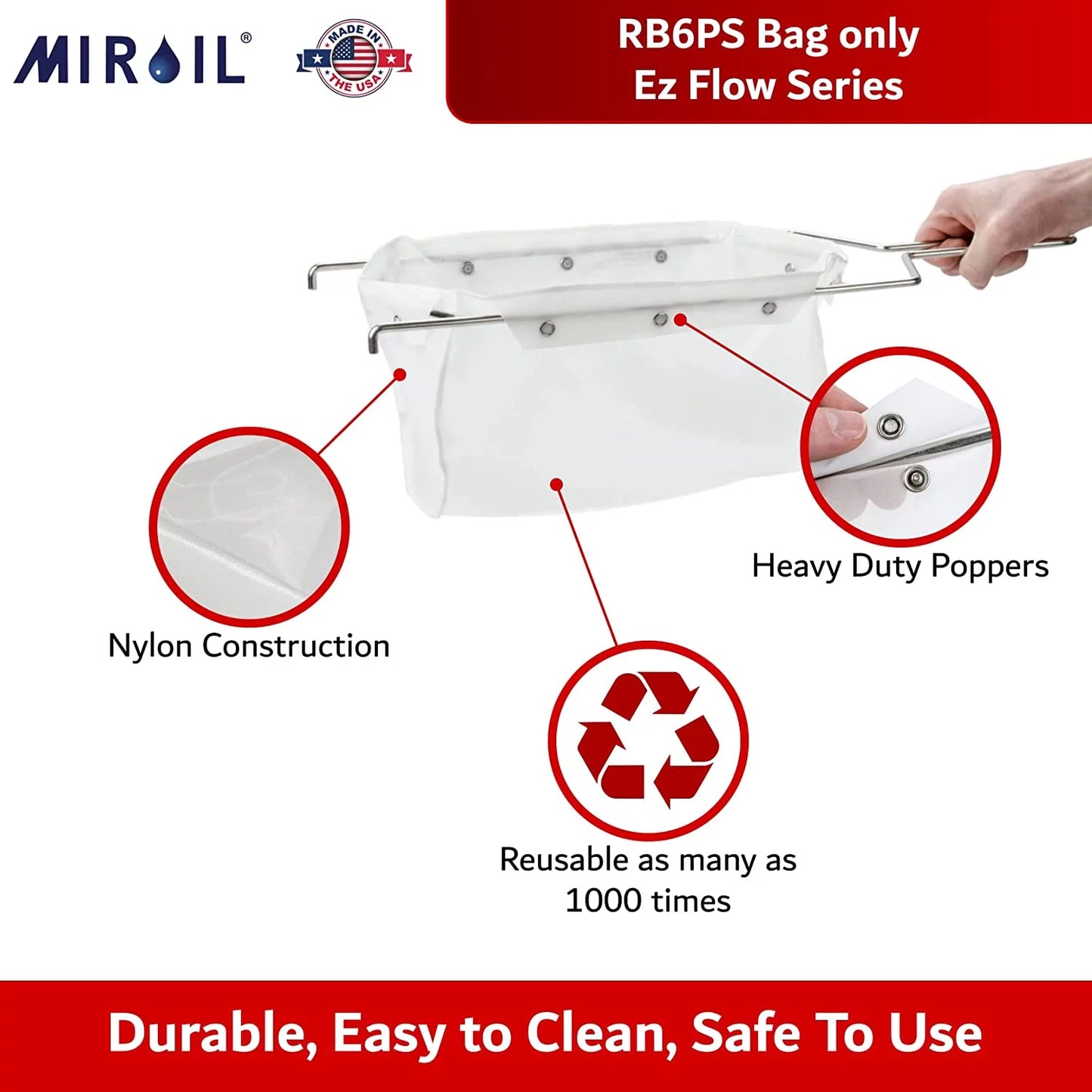 Miroil RB6PS/12852 EZ Flow Snap On" Filter Bag"