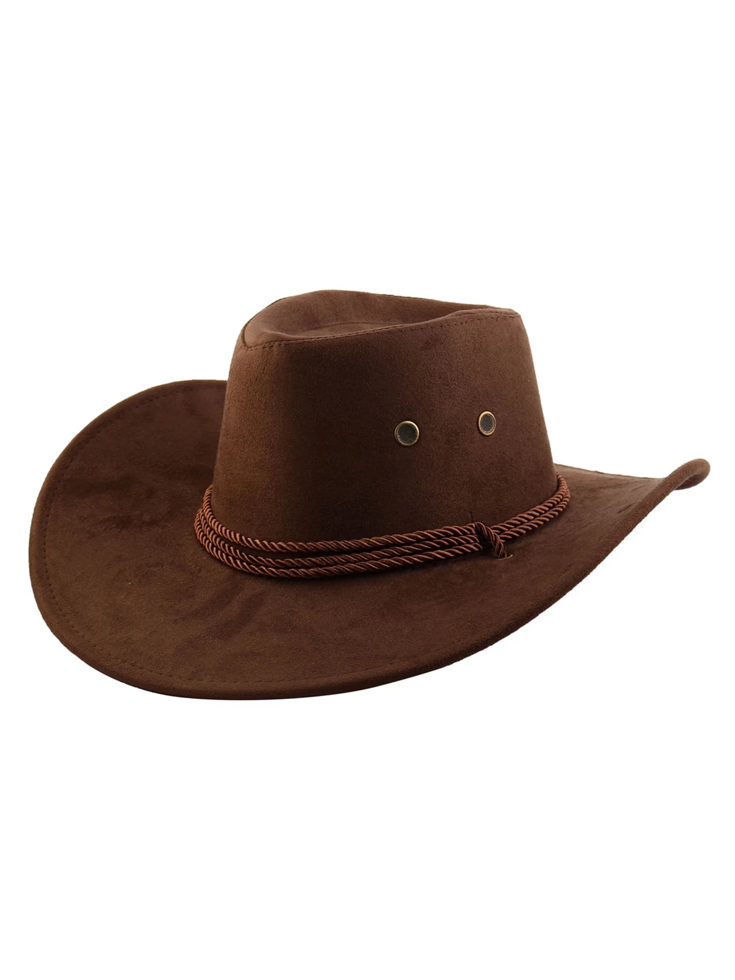 Allegra K Unisex Adjustable Neck Strap Wide Brim Western Style Sunhat Cowboy Hat Coffee Color