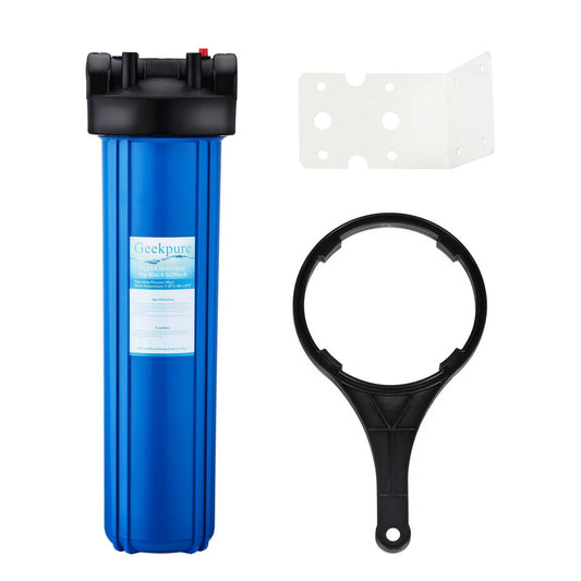 20 Inch Big Blue Water Filter Housing 1" Outlet/Inlet with Wrench & Bracket -4.5" x 20"
