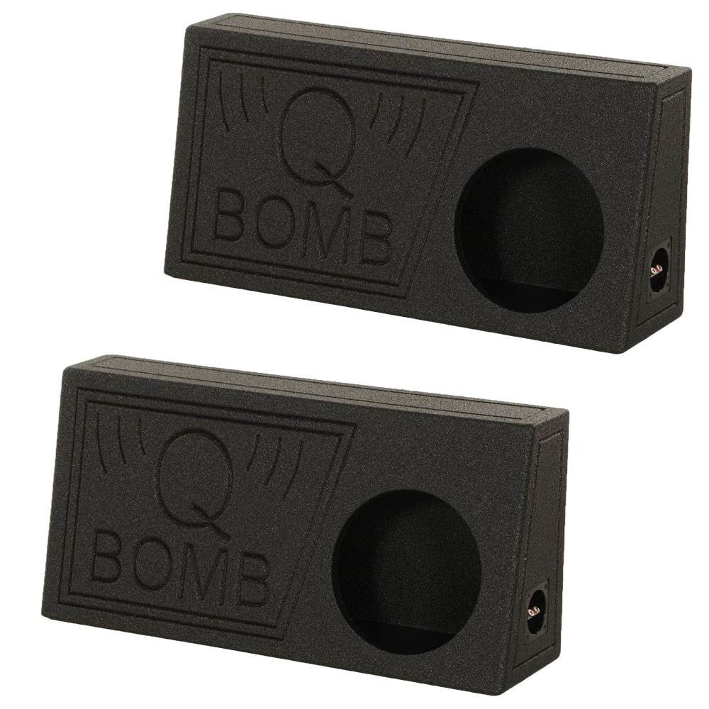 QPower QBomb Single 10" Vented Subwoofer Box with Black Bedliner Spray (2 Pack)