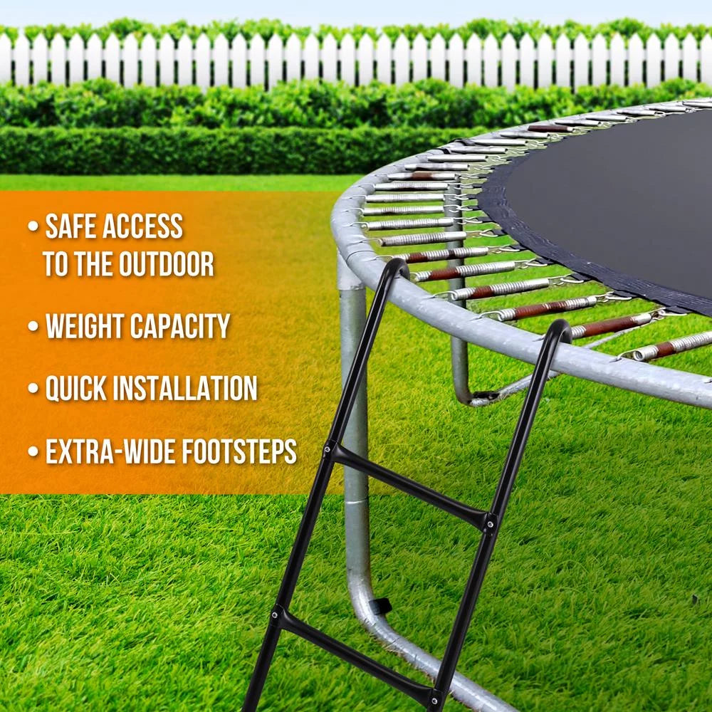 SereneLife 2 Step Galvanized Steel Trampoline Climbing Trampoline Safety Ladder 13.0’’ x 4.7’’ x 39.8’’ -inches
