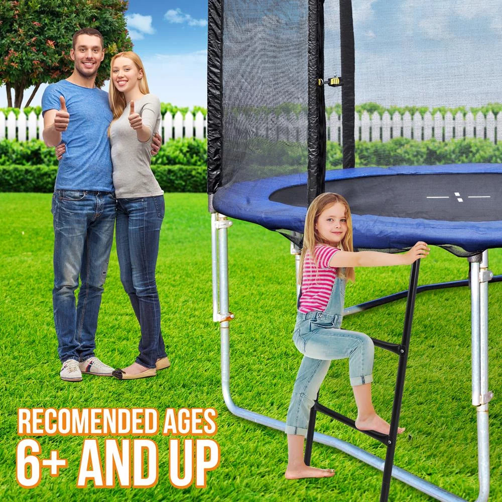 SereneLife 2 Step Galvanized Steel Trampoline Climbing Trampoline Safety Ladder 13.0’’ x 4.7’’ x 39.8’’ -inches