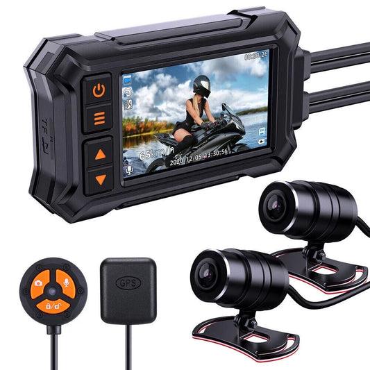 3" Motorcycle Dash Camera A12 Waterproof GPS WIFI 1080P Front Rear Night Vision
