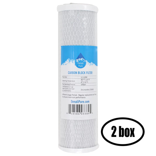 2 Boxes of Replacement Expres Water RODI10DC Activated Carbon Block Filter - Universal 10 inch Filter EXPRESS WATER 6-Stage RO DI System - Denali Pure Brand