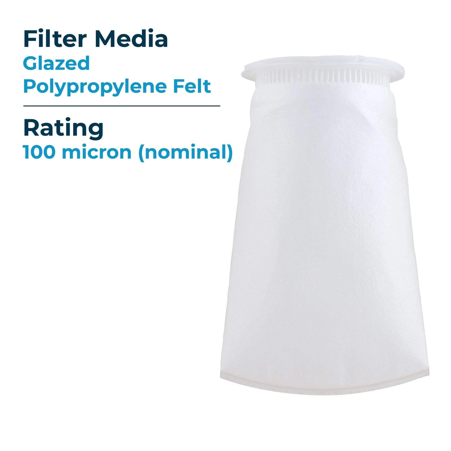 SpiroPure SP-BP-410-100 100 Micron #3 (10”) Glazed Polypropylene Felt Liquid Bag Filter BP-410-100 155393-03 (Case of 40)