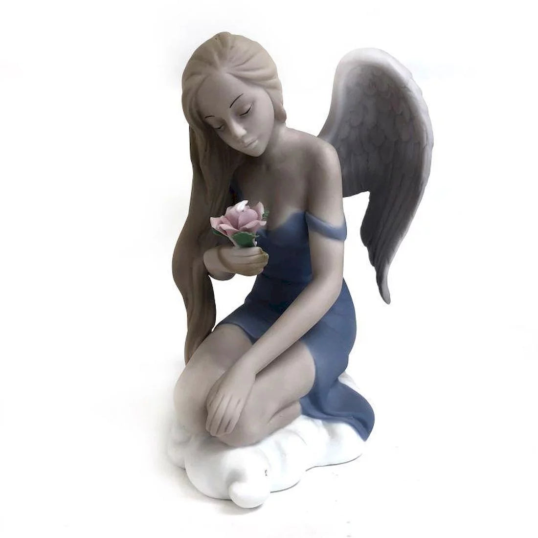 Kneeling Fairy Holding A Flower Matte Figurine