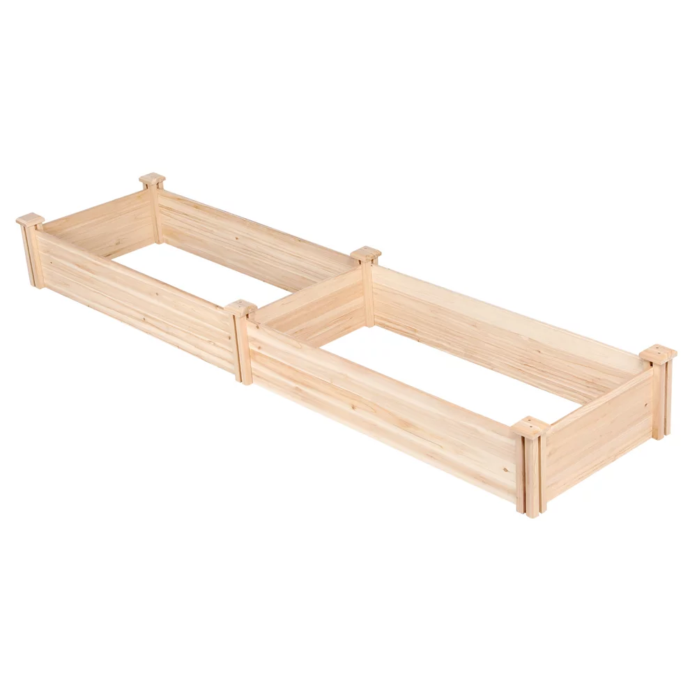 Easyfashion Wooden Raised Garden Bed, 96.7 x 24.6 x 10.6inch (L x W x H),Natural Wood