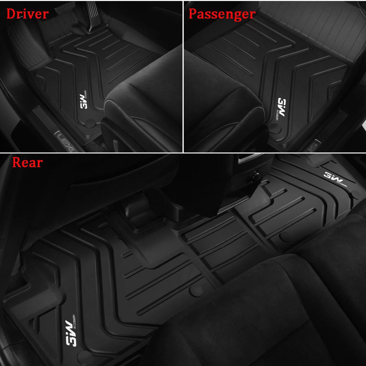 3W Floor Mats Set Lexus RX (2016-2020) - All Custom Fit Car Floor Mats with Odorless TPE Heavy Duty Carpet Liner Lexus RX350 RX450h, Black