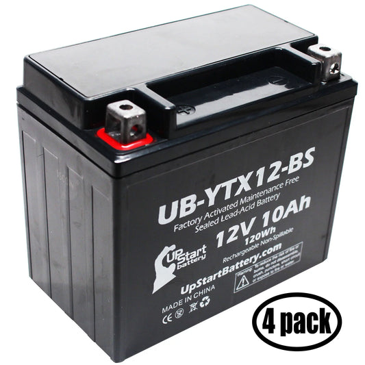 4-Pack UpStart Battery Replacement 2004 Suzuki GSX-R1000 1000 CC Factory Activated, Maintenance Free, Motorcycle Battery - 12V, 10Ah, UB-YTX12-BS