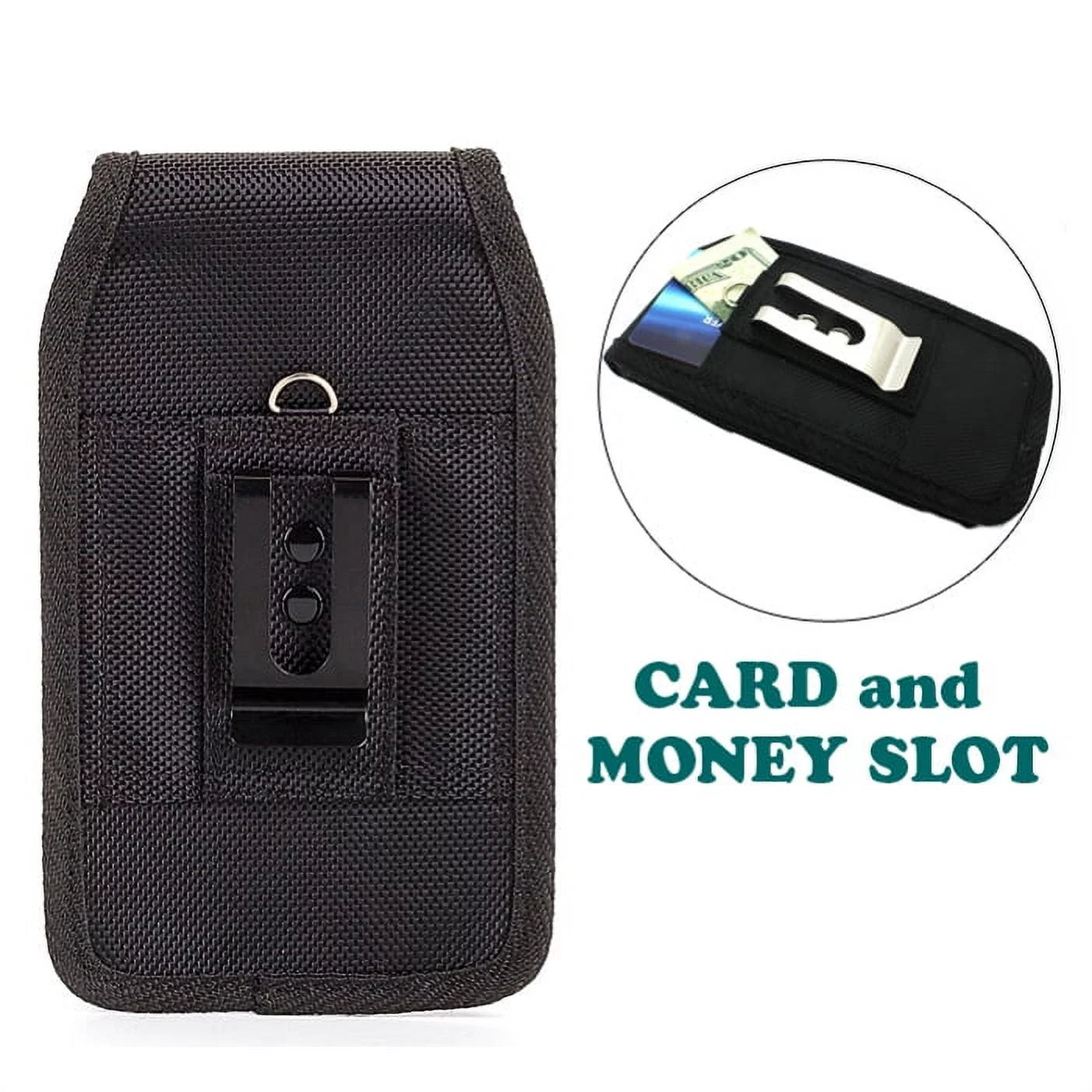 Rugged Durable Canvas Case Holster Metal Belt Clip w Black Type-C Retractable USB Cable Charger Power Wire Sync Y1G ZTE Axon 9 Pro
