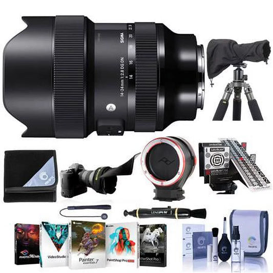 14-24mm f/2.8 DG DN ART Lens Sony E, Bundle with Software Kit, RainCoat Sleeve, Calibration Aid, Lens Changing Kit Adapter, Lens Wrap, Cleaning Kit, Flex Lens Shade, Cleaner