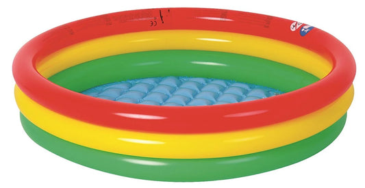 59" Red Yellow and Green Ringed Round Inflatable Baby Swimming Pool